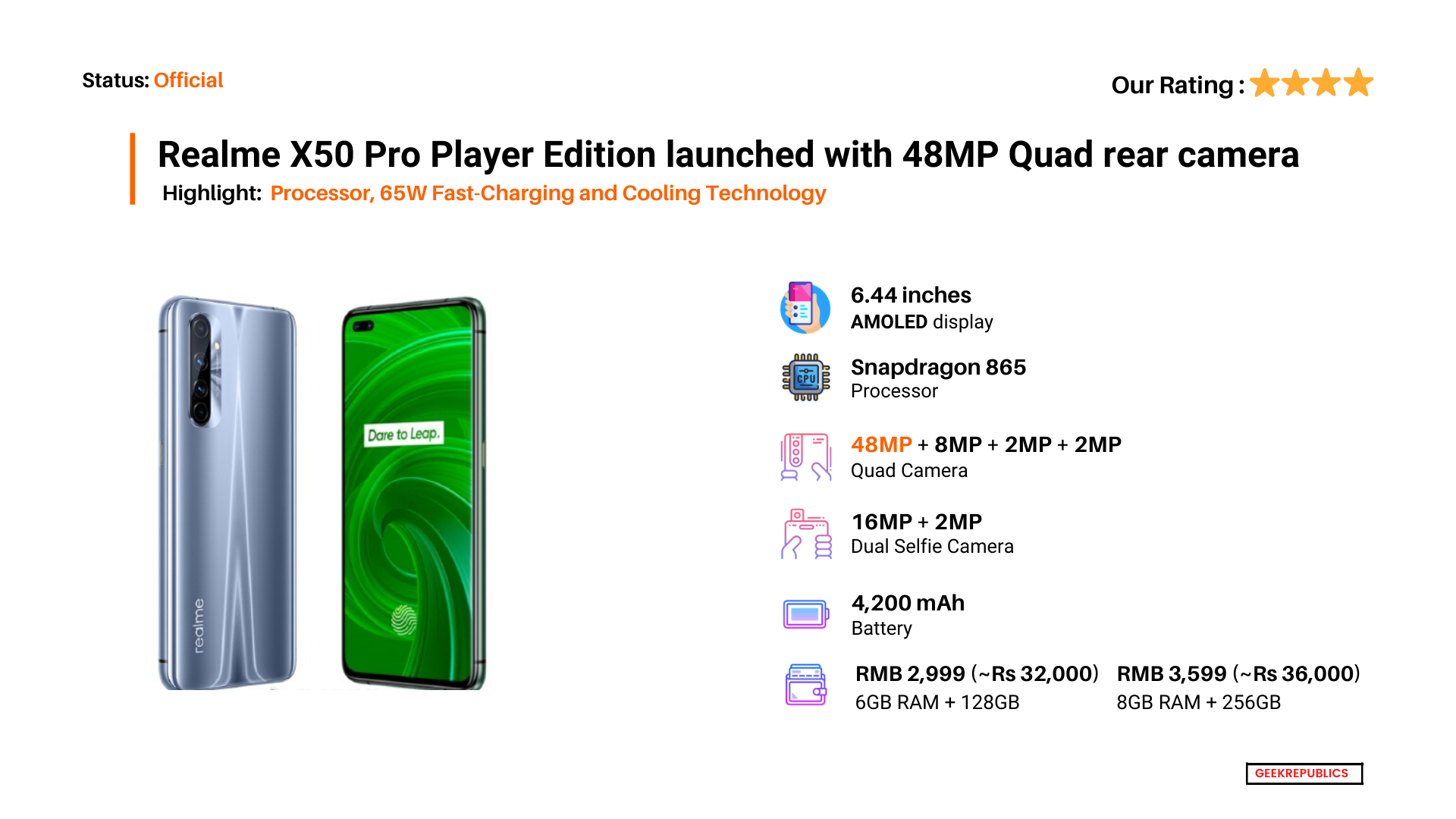 Realme X50 Pro Player Edition price in india